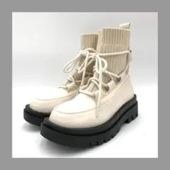 【美品】forksy フォルクシー ニット ドッキング ブーツ M ホワイト