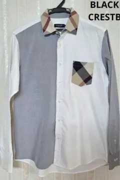 ブラックレーベル クレストブリッジ シャツ 長袖 白 グレー チェック柄