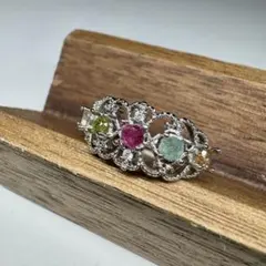 超お得❗️カラフル　トルマリン　宝石類　天然石リング　パワーストーン