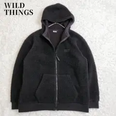 ワイルドシングス　フリース　ボア　ジップ　フード　ブラック