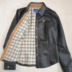 美品 バーバリーブルーレーベル 合皮 レザージャケット ノバチェック 38サイズ
