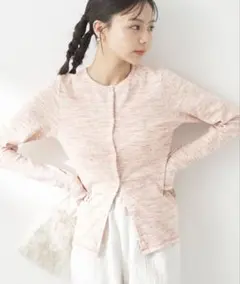 earth music&ecology メランジリブカーディガン　ピンク　桜