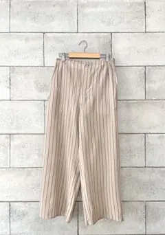 GALERIE VIE シルク100 ストライプ ワイドパンツ