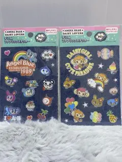 Angel Blue Daisy Lovers デニム風ステッカー2セット