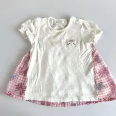 キムラタン　クーラークールウサギ刺繍　フリル袖　リボン柄　半袖Tシャツ