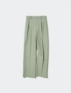 【美品】 ユニクロ UNIQLO タックワイドパンツ ツータック グリーン 緑