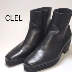 【美品】 CLEL ハイソール デザイン ヒールブーツ ブラック系 XS