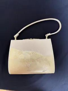 ゴールド 花柄刺繍 和装用バッグ