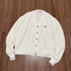 USA製ビンテージ70sラコステLacoste白アクリルカーディガン古着メンズL