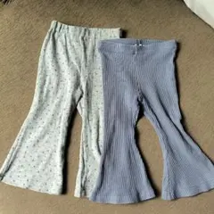 branshes小花柄グレーフレアパンツ90とくすみブルーフレアパンツ80〜90