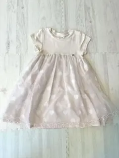 プティマイン　ハート柄　チュール　半袖ワンピース