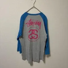 ステューシー　Stussy 七分袖カットソー Mサイズ グレー/ブルー