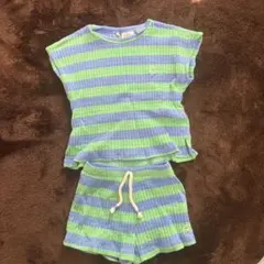 ZARA 青緑ストライプ Tシャツショートパンツセット 2歳　80.90センチ