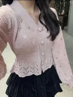 ペプラム カーディガン