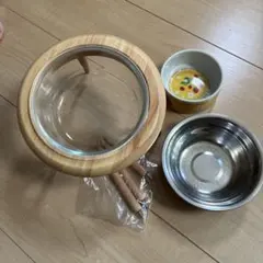 대나무 애완 동물 식기와 스테인레스 스틸 그릇