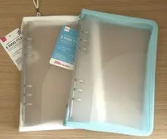 6リングファイル A5 ブルー 水色 ホワイト 白色 2個セット ダイソー