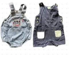 ミキハウスダブルBデニム・petit mainオーバーオール 80 2点セット