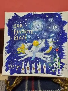 スカーフの猫と僕の絵画　僕らの場所　キャンバス　原画