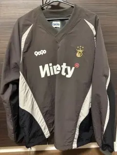 9090 ブラウン vネックナイロンジャケット