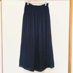 UNIQLO フレアスカート 紺 ウエストゴム ダークブルー