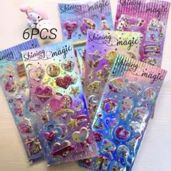 ぷくぷくシール ボンボンドロップ　風 6枚セット 3Dステッカー 立体ステッカー