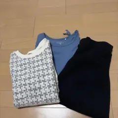 140 ホワイト レイヤード 長袖シャツ、肩出しワンピース、キュロットスカート