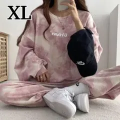 ルームウェア　レディース　XL　スウェット　セットアップ　ピンク　ジャージ　韓国