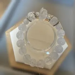 天然石ブレスレット 蓮彫水晶 クラック水晶 パワーストーン 内径約18cm