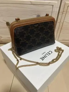 【正規品】【美品】CELINE チェーン付きクラッチ/トリオンフキャンバス