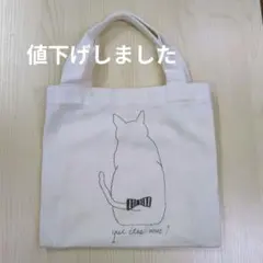 猫イラスト トートバッグ キャンバス　仕切り有り