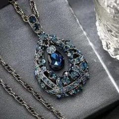 ロングネックレス ジルコニア ティアドロップ ネックレス 大ぶり しずく型