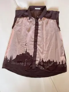 シースルートップス　夏服　ノースリーブ　M レディース　ピンク　アクシーズ