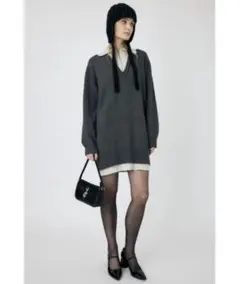 moussy▷ LAYERED HALF ZIP MINI ドレス