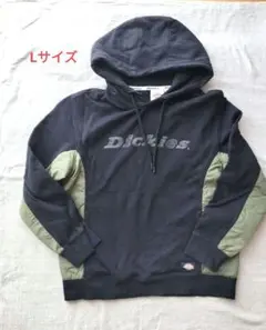 Dickies パーカー 黒　ブラック/オリーブ　 Lサイズ　刺繍　キルティング