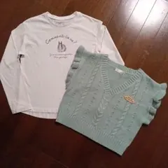 ａｎｙＦＡＭ　長袖カットソー＆JENNI Love フリルニットベスト　１４０