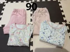 ベビーパジャマ 2点セット 花柄 ミッキー　ミニー　90