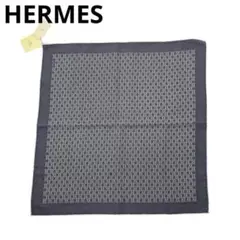 【美品】エルメス スカーフ ポケットチーフ 42cm シェーヌダンクル柄4M33