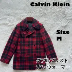 Calvin Klein✨ピーコート　バッファローチェック　ダブルブレスト　M