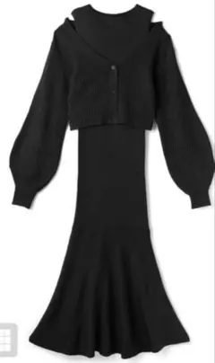 《美品》GRL グレイル　カーディガン×ワンピースセット　ブラック　Mサイズ