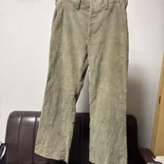 ベージュ コーデュロイ ワイドレッグパンツ