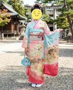 正絹綸子☆色打掛並みにゴージャスかつ上品な極上ハーフ成人式から十三参り向き祝い着のサムネイル