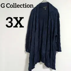 送料込❤G Collection【3X】ネイビー カーディガン 羽織り 薄手