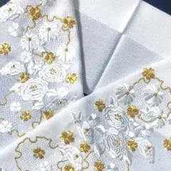 半襟 半衿 刺繍入 豪華‼︎ 白×金 振袖 花と雪輪　※新品