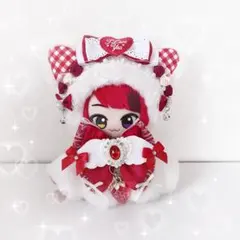 おすわりぬい服 着ぐるみ ねこ耳 赤色 10cm〜12cm