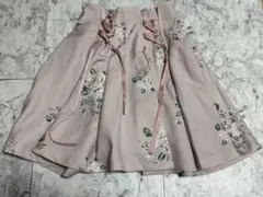ROJITA ロジータ 花柄 レースアップ フレアスカート ピンクベージュ