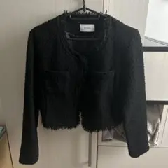 ツイードジャケット 黒 ショート丈
