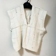 Kastane カスタネ 2way編み上げジャガードベスト アイボリー