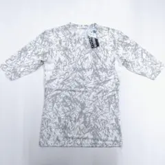 新品タグ付き　白プリント　メンズ　5分袖　コンプレッションTシャツ　Lサイズ