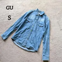 【ジーユー】デニムシャツ (S) メンズ ブルー系 羽織り シンプル 定番