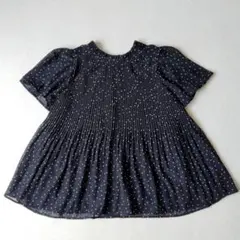 ビス　【洗える】　フレアーシフォンプリーツブラウス　ドット柄　フリーサイズ